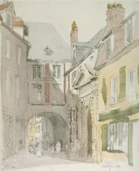 Place Barthelme, Paris, ca. 1829 (wc og grå vask over blyant på papir)